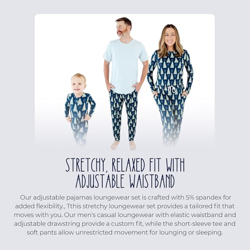 Men's Short Sleeve Loungewear Set - Soft Stretchy Fabric, Relaxed Fit, Eco-Friendly, Perfect for Family Matching4