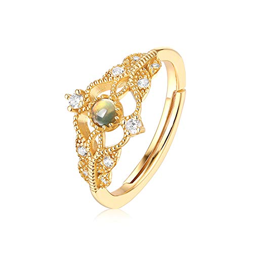Bague Couronne Royale Argent 925 Réglable | Finis les Doigts Gonflés grâce à l'Opale Ajustable