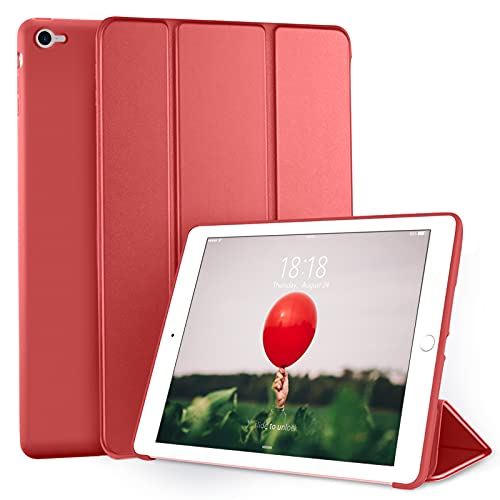 Dtto Ipad Air 2 Case (2014 Released), Ultra Slim Lightweight Smart Case Trifold Stand With Flexible Soft Tpu Back Cover For Apple Ipad Air 2 (Model A1566/A1567), Red #TOP18