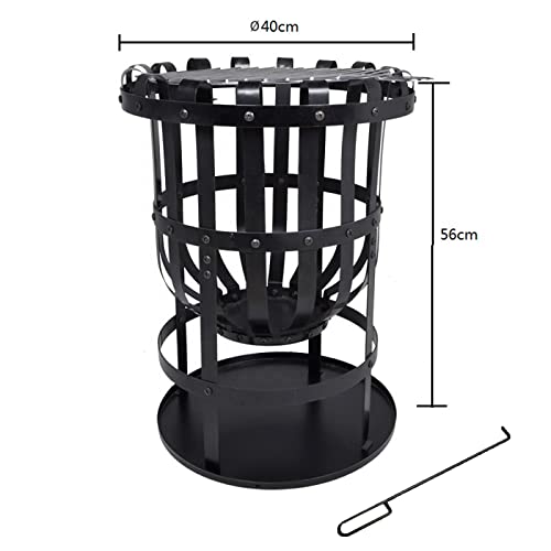 KEKAI Kekai Dana Feuerschale aus Stahl, für den Außenbereich, 2-in-1 mit Grillfunktion, 40 x 56 cm, Grillrost, Schürhaken und Aschenauffangen