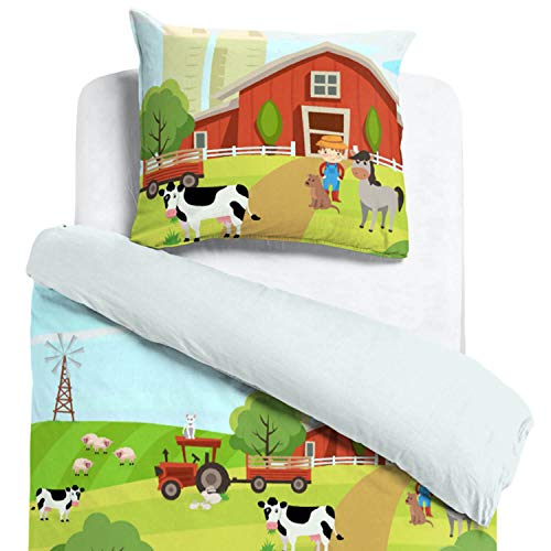 ESPiCO Bettwäsche Sleep and Dream Bauernhof Tiere Schweine Schafe Kühe Traktor Hühner Pferde Bunt Motiv Design Renforcé… – Bild 3