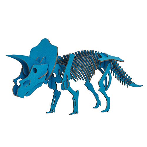 DINOSAUR恐竜骨格工作キットトリケラトプス・ブルーダンボールでつくる恐竜骨格のりもはさみも使わずに組み立てられるペーパークラフトCardboard craft kit, Dinosaur
