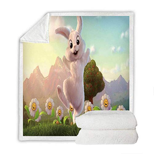RKZM Conejo Sherpa Manta Girly Floral Colcha Terciopelo Felpa Suave Cómodo Hogar Camping Aviones Manta Manta de Lana Edredón 150 * 200cm Cover