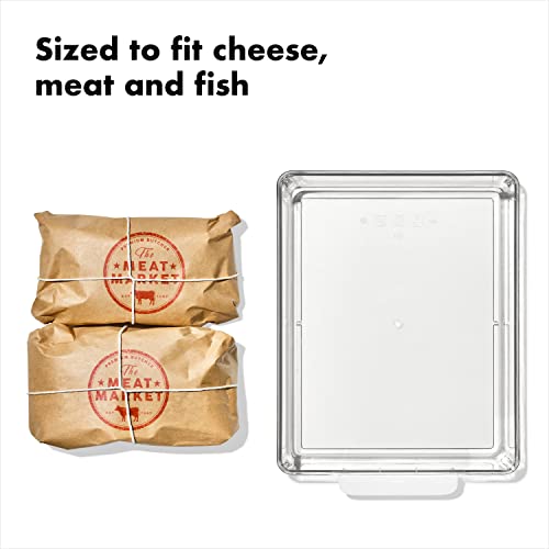 Image of OXO Good Grips Fridge Organization Bin 8 in x 10 in - for Deli Meats, Cheeses, Loose Fruits and More