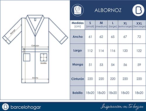 Albornoz con capucha de algodón transpirable gris grande Barceló XXL 7