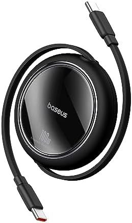 Baseus USB C auf USB C Kabel Rollbar, 100W 1m Mini Einziehbar Schnellladekabel, USB C Ladekabel für iPhone 16 15 14 Pro, Samsung Galaxy S25 S24 Ultra, MacBook, iPad Pro, Tragbar Le