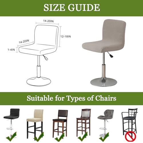 Image of FUANGUI Bar Stool Covers Set of 2, Stretch Bar Stool Chair Cover Slipcovers, Knitted Jacquard Counter Stool Bar Chair Covers for Kitchen Pub Dining Room (Knitted Khaki)