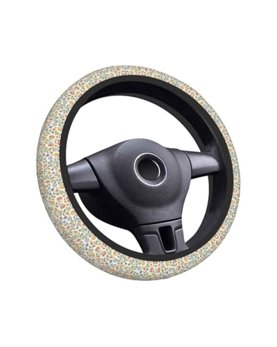 LOZUQII Elastic Steering Wheel Cover Car Accessories Cute Universal 15 Inch Absorbing Sweat Non-Slip Breathable for Woman - Green Floral