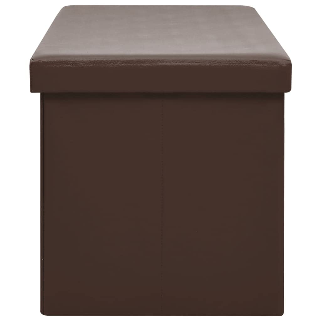 Panchina pieghevole con vano portaoggetti in MDF in finto lino, pieghevole, con vano portaoggetti in MDF in finto lino, pieghevole con PVC marrone
