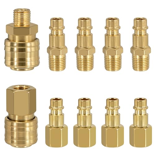QIMEI-SHOP Acoplador de Aire 1/4' BSP Conector de Manguera Enchufe Rápido de Aire Comprimido para Compresor Aire Macho Hembra 10 Piezas