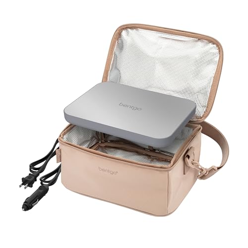 Bentgo Heat - Electric Lunch Bag & Food Warmer for Reheating Meals in Car, at Work & More - Heated Lunch Box Warmer for Adults, Students & Shift Workers, 12V/24V Auto & 120V Wall Cords (Sand)