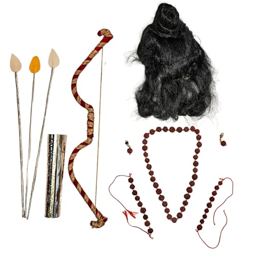 Image of Kaku Fancy Dresses Vanvasi Ram Jewellery For Kids | Ram Costume Accessories With Dhanush For Kids | Ram Fancy Dress Jewellery For Ramleela Play & Stage Shows - Plastic, Multicolor