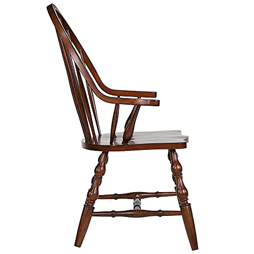 Sunset Trading Andrews Windsor Dining Chair With Arms | Distressed Chestnut Brown #TOP4
