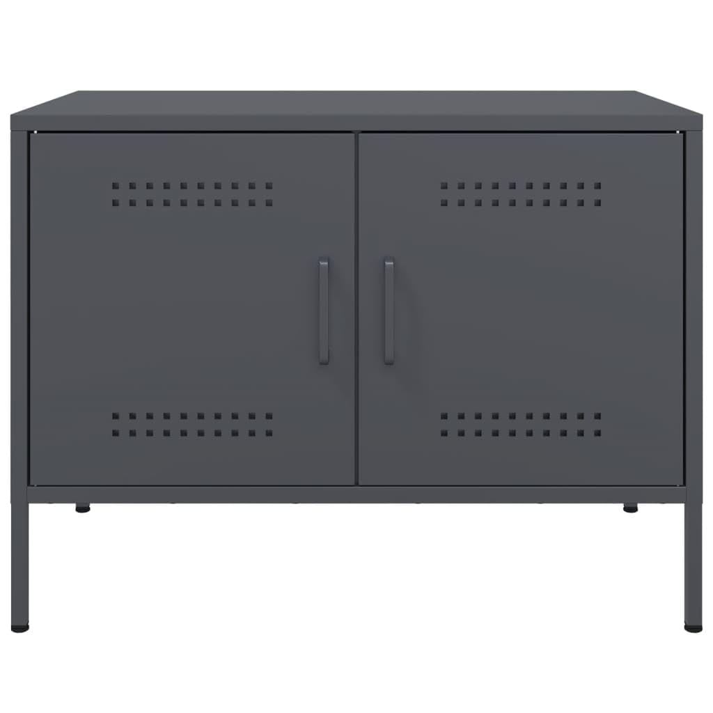 Mobile TV antracite in acciaio, 68 x 39 x 50,5 cm, con 2 scomparti, salvaspazio, per soggiorno, camera da letto, home theater, moderna credenza bassa con spazio e ripiano