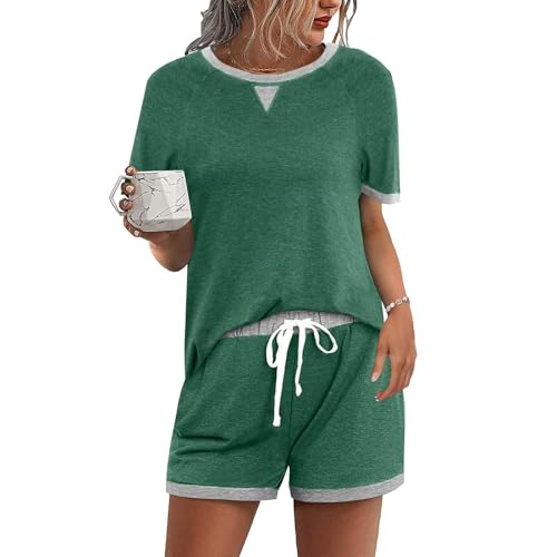 Ensemble de jogging patchwork femme : survêtement 2 pièces sport chic avec short et haut