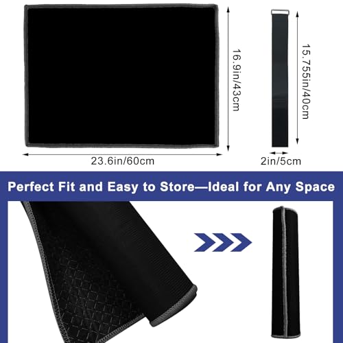 Non-Slip Mat & Straps Set for Under Desk Elliptical Machine, Apply to Leg Exerciser While Sitting for Seniors, Improves Stability Device & Protects The Floor (4 PCS Straps+Black Mat)