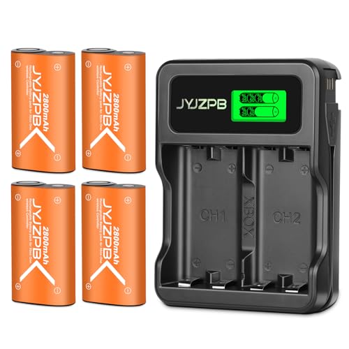 Xbox Controller Akku 2800mAh Xbox One Series X S Wiederaufladbare AA Batterien und Ladestation für Xbox One/Xbox Series S/Xbox Series X/Xbox Elite Controll, 4 Akkus und Ladegeräte Sets