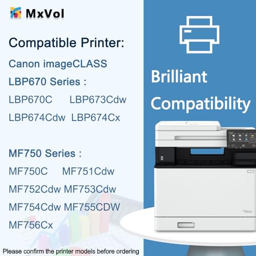 MxVol 069 Toner Cartridges 4 Pack Compatible Replacement for Canon 069 CRG-069 069H CRG-069H for Canon MF753Cdw MF751Cdw LBP674Cdw Series Printer Ink 4-Pack
