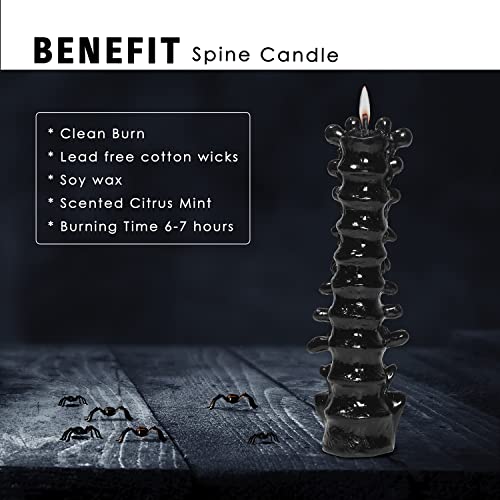Zellinni Spine Candle For Gothic Decor – Premium Scented Black Witch Candle W/Cotton Wick For Clean Burn - Goth Room Decor Vertebra Candles For Halloween Decorations, Parties, Home, Rituals #TOP3