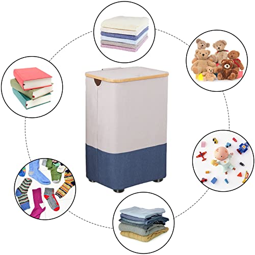 Large Laundry Basket With Wheels Lid, 105L Tall Laundry Hamper With Removable Inner Bag, Freestanding Collapsible Clothes Hamper For Laundry Room, Closet, Toys Storage Organizer #TOP6