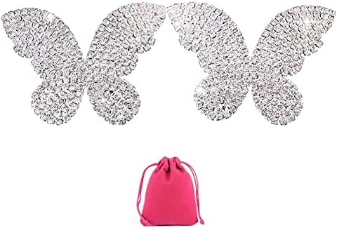 Sparkly Rhinestone Butterfly Pasties Breast Covers Reusable Invisible Bra Shiny Crystal Chest Nipple Stickers (Gold) image 4