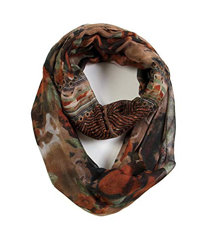 Scarfand's Romantic Rose Prints & Floral Patterns Lightweight Infinity Fashion Scarves Wraps (Romantic Tan)