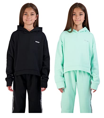 Hind Girls Jogger Sets 4 Piece Active Fleece Hoodies And Joggers Sweatpants For Girls Athletics (Light Blue-Black, 6X) #TOP2