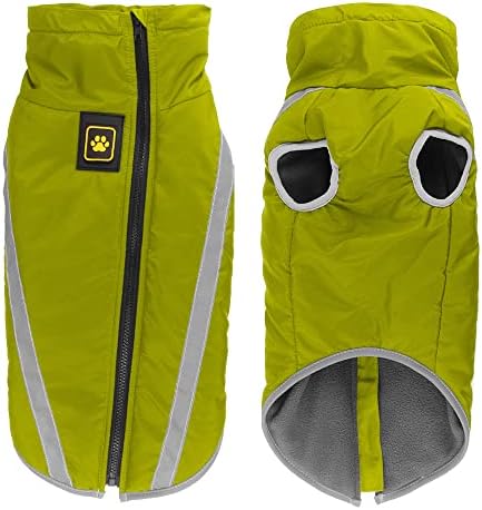 Idepet Waterproof Dog Coat Winter Warm Jacket,Windproof Pet Clothes Dog Jacket Outfit for Small Medium Large Dogs with Harness Hole XL-6XL (2XL, Yellow)