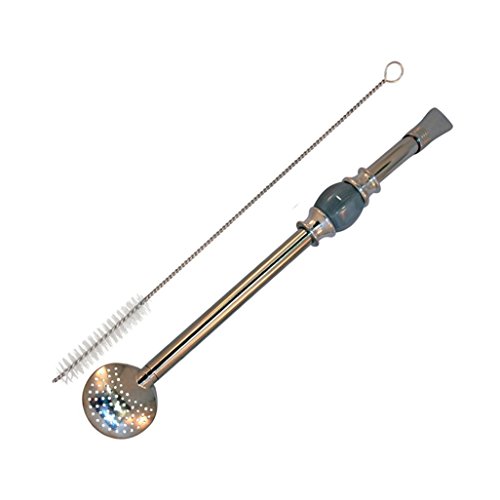 RECHERE Stainless Steel Yerba Mate Tea Bombilla Gourd Drinking Straw Filter Silver (Grey) - Image 2