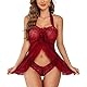 BKEPDY Negligee Damen Sexy Reizwäsche Set Nachthemd Damen Sexy Body Suit Spitze Lingerie Women Sexy BH Mit Bügel Sexy Kleid Desouses Für Frauen Erotische Unterwäsche(Weinrot/M)