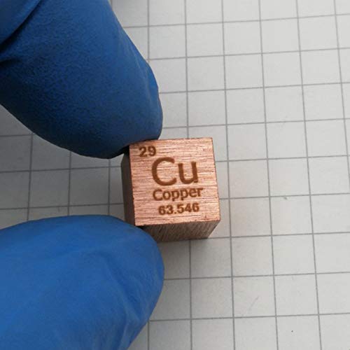 SOVOQUE Metal Purore 10Mm/0.39In Densidad Cu Cubo 99.9% Grabado Tabla Periódica de Elementos para Colecciones/Brushed Surface