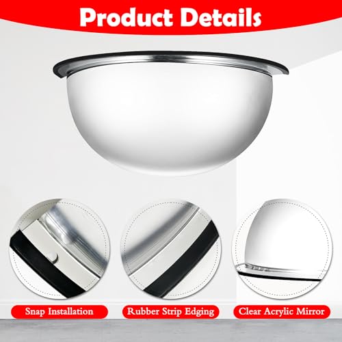 2 Pcs Acrylic Half Dome Mirror Corner Mirror Blindspot for Wall 18\" Diameter Safety Security Convex Mirror Indoor for Business Ceiling Driveway Outdoor Hallway Warehouse Office