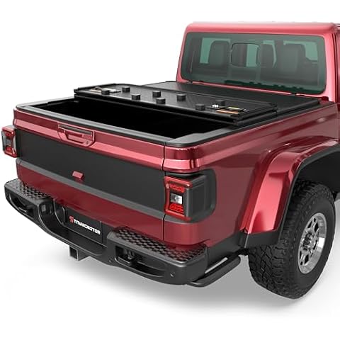 TITANICMOTOR Tri Hard Truck Bed Tonneau Cover Compatible for 2020-2024 Jeep Gladiator Fleetside Hinged Aluminum 5 FT (60inch) Bed On Top Cover