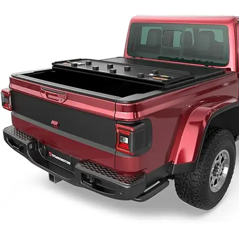 TITANICMOTOR Tri Hard Truck Bed Tonneau Cover Compatible for 2020-2024 Jeep Gladiator Fleetside Hinged Aluminum 5 FT (60inch) Bed On Top Cover