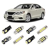 BRISHINE White Interior LED Lights Kit Compatible with Nissan Altima 2013 2014 2015 2016 2017 2018 2019 2020 2021 Super Bright 6000K Interior LED Bulbs Package + License Plate Lights and Install Tool
