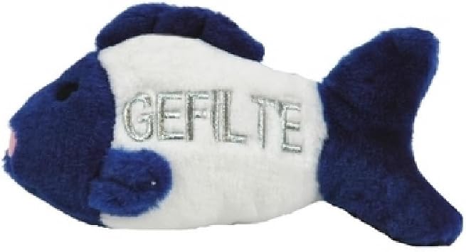 PUREPET Hanukkah Dog Toys Chanukah Holiday Themed Soft Plush Squeaker Fun Kelev Play 4.5" Gefilte Fish