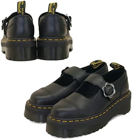 Dr. Martens Women's Addina Flower Mary Jane Flat, Black Milled Nappa, 6 | Image 3