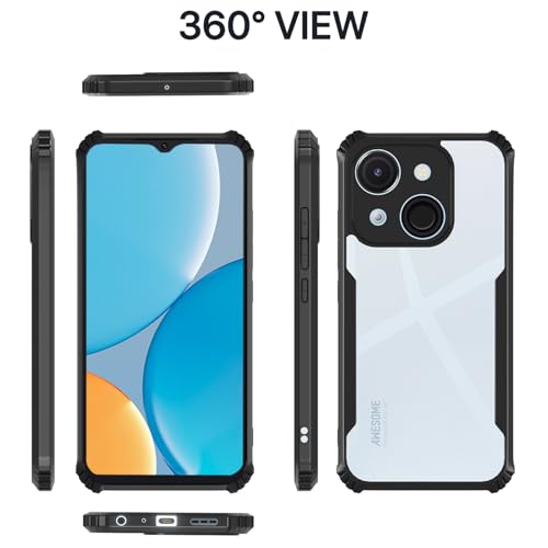 Image of Pikkme Crystal Clear Transparent Back Cover | Ultra Hyrbid | Full Camera Protection | Raised Edge | Bumper Case for itel A50C (Black)