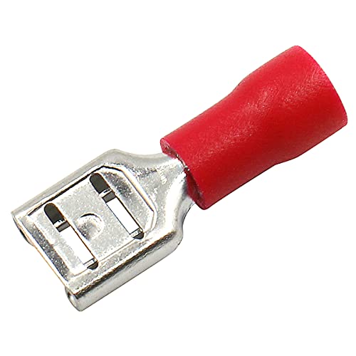 Baomain FDD1.25-250 Female Quick Disconnects Vinyl Insulated Spade Wire Connector Electrical Crimp Terminal 22-16 Awg 6.3Mm 1/4 Inch Red  thumb #1