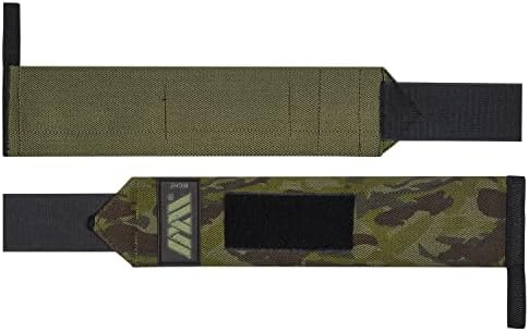 MAAZ FITNESS Power Weight Lifting Wrist Wraps Supports Gym Training Fist Straps - Sold as Pair & One Size Fits AlL (black and grey camo)