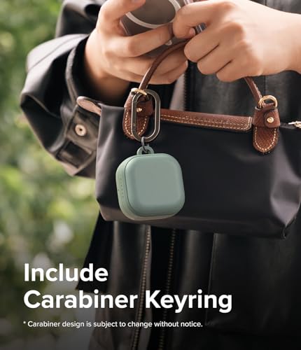 Image of Ringke Onyx Magnetic for Samsung Galaxy Buds 4 Pro / 4 Case with Carabiner [Compatible with MagSafe] Non-Slip Anti-Fingerprint Texture, Shockproof Protective Cover - Sage Green