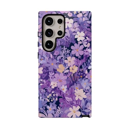 Coque rigide Samsung S24 Ultra motif floral violet brillant antichoc