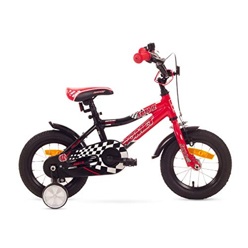 ROMET Kinderfahrrad 12 Zoll Aluminium Rücktritt, Sehr leicht, Rot oder Grün (Rot) Cover