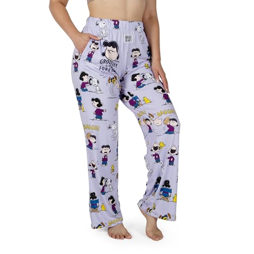 Image of BRIEF INSANITY Peanuts Character Pajama Pants for Men & Women, Soft Snoopy Pajamas with Side Pockets & Elastic Waist