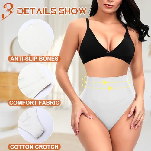 Image of Werena Tummy Control Thong Shapewear for Women High Waist Shaping Underwear Seamless Thongs Panties