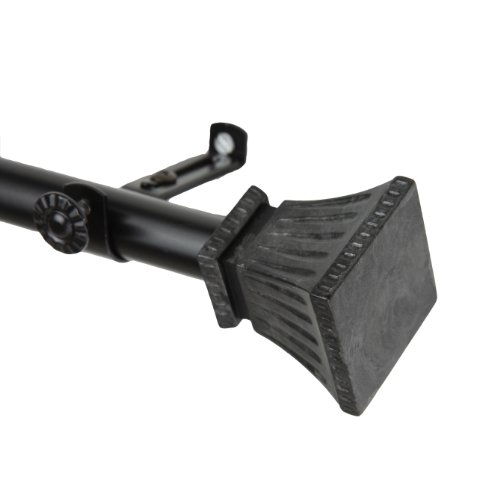 Rod Desyne Trumpet Window Curtain Rod Set, 28 to 48-Inch, Black