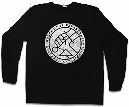 Urban Backwoods Bureau For Paranormal Research and Defense BPRD Long Sleeve T-Shirt De Manga Larga Negro Talla S