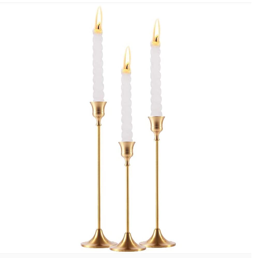 SHISHI Kerzenständer Schmiedeeisen Retro Ornamente Messing Kerzenständer Weihnachtsdekoration Hochzeit Requisiten Kerzenhalter Basis 3-teiliges Set