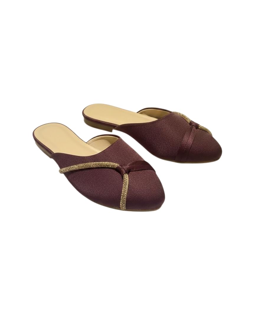 Synthetic Casual Sandals for Women | Slip-On Stiletto with Knotted Embellished Upper | Comfortable Insole, Durable Sole & Lightweight Construction | Open-Toe Fashion Footwear (Maroon)-image-48