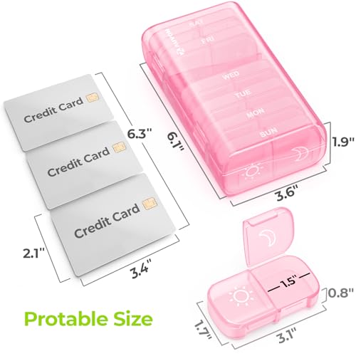 Image of AUVON Weekly Pill Organizer 2 Times a Day, One-Sided Opening, Easy to Use